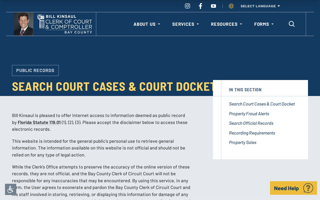 Bay County arrest court case and disposition search