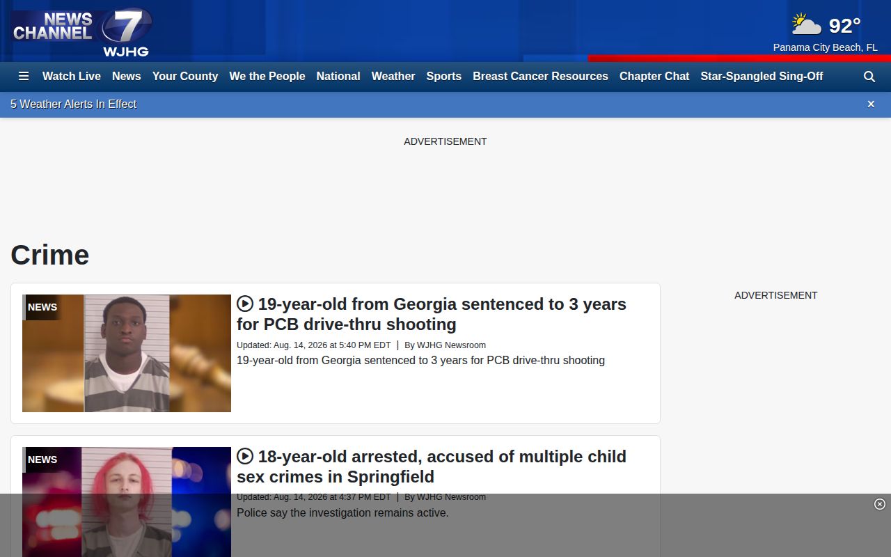 Bay County arrest news and crime reporting section on WJHG